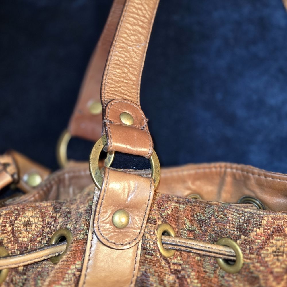 Kate landry purse. Tapestry And Leather Tan Bag - Picture 7 of 12